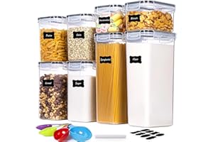 MULEVIP Contenitori Alimentari per Cereali Set 8 Pezzi, Ermetici per Alimenti, Pasta, Cereali, Biscotti, Farina D'avena, Cibo per Animali Domestici