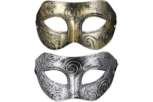 Amosfun 2pcs Masquerade Mask for Men Women Couples Vintage Antique Carnival Mask for Halloween Ball Party Carnival Evening Costume Photo Props