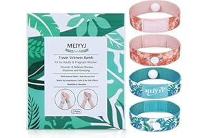 MEIYYJ 2 pares de bandas de viaje para mareos matutinos por movimiento, pulseras antienfermedades para niños, crucero, viajes, artículos esenciales para náuseas matutinas, pulseras imprescindibles