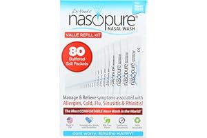 DR HANA'S NASOPURE The Nicer Neti Potâ€ | Value Refill Kit | 80 Buffered Salt Packets | Allergy and Congestion Relief Nasal Wash