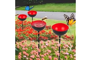 FRFIK Bee Waterer | Freestanding Birdbaths Bowl Outdoor | Garden Bird Bath Bird Feeder Bowl | Bee Water Feeder with Metal Stakes | Elegant Metal Garden Sculpture Stakes Decor, Enhances Yard Aesthetics