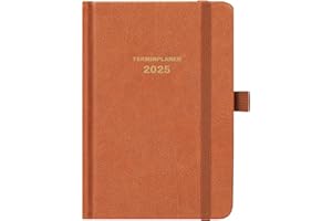 ARTFAN Taschenkalender 2025 - Kalender 2025 A6, Terminplaner 2025 A6 von Januar 2025 bis Dezember 2025, Wochenplaner mit Hardcover, 2 Lesezeichen, Stiftschlaufe, 15.5 x 10.5 cm - Braun