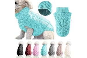 WINMANY Rollkragen-Strickpullover für Haustiere, Winterwärmer, Dicker Pullover, Strickwaren, Häkelmantel, Kleidung für kleine, mittelgroße und große Hunde, Welpen, Katzen (S, blau)