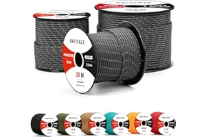 Brotree Paracord 3mm 30M Cuerda 100% Nylon Tipo II 3 Hebras Cuerda Paracord 425 para Exterior, Bricolaje - 192 kg Carga de Rotura (Reflectante Negro)