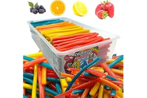 JAKE SA CHURRITOS BRILLO ARCO IRIS - Estuche 200 golosinas 1.5kg Jake - Para fiestas, chuches, navidad, regalo, caramelos, piñata cumpleaños infantil, gominolas, regaliz colores, palote.