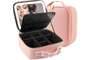 MOMIRA Makeup Bag with Mirror and Light, pink, Smart Mirror