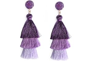 Me&Hz Colorful Layered Fashion Tassel Earrings Bohemian Big Dangle Drop Earrings for Women Girls Hypoallergenic Stud Birthday/Party/Valentine Day Gift