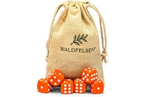 Waldfelsen Dadi 6, 12, 20, 30 o 50 pezzi, Acrilici, Arancione, 16mm, 6 lati, Sacchetto di stoffa