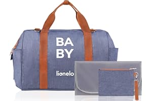 lionelo Ida Mom Bag, Borsa termica per passeggino, 2 tasche interne per bottiglie, per salviette, fasciatoio, borsa per cosmetici, tracolla per il fissaggio al passeggino (BLUE)
