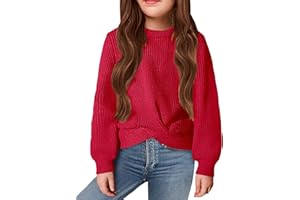 Arshiner Ragazze Maglione Moda Manica Lunga Bambine Caldo Collo Rotondo Maglione Top Autunno Inverno Maglioni per Bambina 5-13 Anni