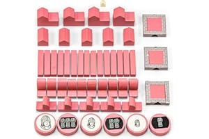 Waldfelsen® Holzfiguren: 4 Städte, 5 Siedlungen, 15 Straßen, 15 Schiffe, 6 Ritter und 3 Stadtmauern geeignet für Die Siedler (Farbe: Rosa)