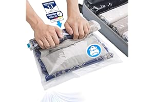 SilverRack Set di Sacchetti Sottovuoto da Viaggio [8 Pezzi] 35x50 cm - Per Arrotolare i Vestiti e Abiti