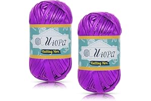 Uiopa Fettuccia Metallico per Borse a Uncinetto, 2 x 100g(2 x 45m) Filato Grosso di Tessuto in Poliestere, Filo Uncinetto per Borse, Cestini, Tappeti, Fai da Te, Artigianato