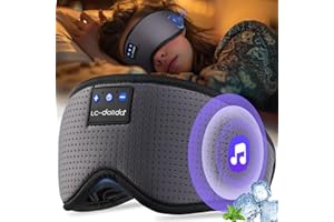 LC-dolida Masque de Sommeil Bluetooth,100% Occultant Masque de Nuit avec Sac de Voyage,Masque pour les Yeux avec écouteurs Bluetooth avec Sangle Réglable pour les Voyages,la Sieste