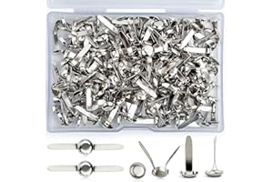 ZHENLE 200 Pcs Split Pins, Metal Paper Fasteners Mini Brads, 8mm x 16mm Round Scrapbooking Brads Split Pins with Storage Box for Paper Craft DIY Stamping Scrapbooking (Silver)