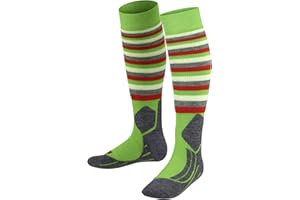 FALKE Unisex Kinder SK2 Stripes Skisocken mittelstarke Polsterung antiblasen Skistrümpfe zum Skifahren atmungsaktive schnelltrocknende klimaregulierende geruchshemmende Wolle Funktionsmaterial 1 Paar
