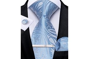 DiBanGu Herren Paisley Krawatte formelle Seiden-Krawatte & Einstecktuch Manschettenknöpfe Krawattenklammer für Hochzeitsfeier Abschlussball