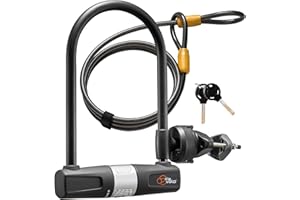 Bike U Lock with Cable - Via Velo Heavy Duty Bicycle U-Lock,14mm Shackle and 10mm x1.8m Cable with Mounting Bracket for Road, Mountain, Electric & Folding Bike