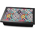 HD RAPID DESIGN Printed Portable Wooden Lap with Cushion Tray Desk Laptop Tray (Large, 12'' x 18'') Multicolor -Design-17