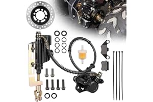RUTU Rear Foot Brake Master Cylinder Caliper Assembly with Brake Disc and Brack Pads for 50cc 70cc 90cc 110cc 125cc Taotao 125D Boulder B1 Coolster Kazuma SunL RPS Icebear 3050HD 3050C ATV