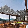 Patio 3'Wx16'L Light Grey Upgraded Retractable Pergola Canopy Replacement Cover - Slide on Wire Canopy Shade Cloth Awning Roof Wave Deck Trellis Porch