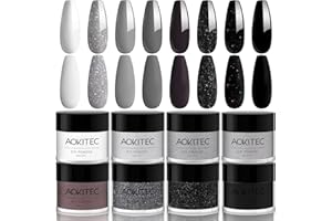 ‎AOKITEC 8 Farben Dipping Powder Kit, Dipping Nagelpulver, Aokitec Mode Dip Pulver Nagel Dipping Puder French Nagelkunst Maniküre für Salon DIY & Hause Nagelpuder Spiegelpulver