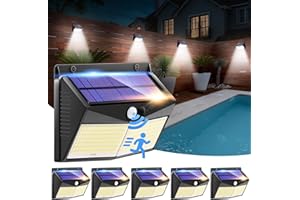 One Fire Zewnętrzne światła ogrodowe, 【6 sztuk/248 LED】 Zewnętrzne światła słoneczne z czujnikiem ruchu do świateł, 3 tryby IP65 lampy solarne do ogrodu, 270° LED lampy ogrodowe