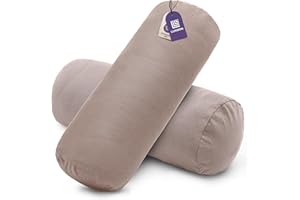 Luxoon 2er Pack Nackenrollenbezüge mit Reißverschluss – Bezüge für Nackenstützkissen, 100% Baumwolle, weich, waschbar und trocknergeeignet, 15x40 cm, Sand