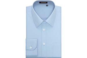 HISDERN Chemise de Ceremonie pour Hommes en Coton, a Manches Longues, Boutonne, a la Coupe Normale, pour Hommes