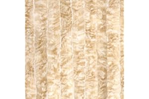 Moritz Cortina de felpilla de felpilla, 56 x 185 cm, color beige y blanco, cortina para puerta, como protección contra insectos, para camping y caravanas