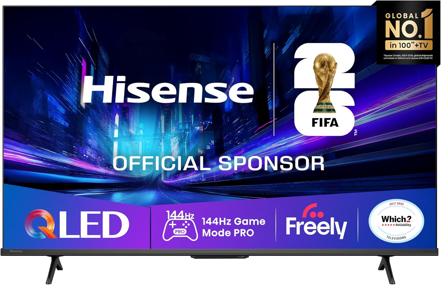 Hisense 43" 43E78QTUK PRO 144Hz QLED Smart AI TV - Hi-View AI Engine, 144Hz Game Mode PRO, Dolby Atmos, Quantum Dot Colour with Freely, Disney +, YouTube, Netflix