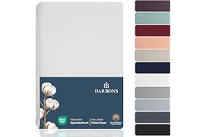 Barbons Drap Housse 140x190 cm / 140x200 cm, 100% Coton Certifié Oeko-TEX Premium Drap-Housse en Jersey pour Matelas Bonnet jusqu'à 25 cm - Blanc 140 x 190/200 cm