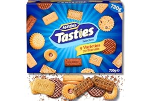 LINENVALE McVities Tasties Biscuit Selection, Assorted Biscuits Box, 70 Biscuits, 9 Varieties, 730g, Box of Biscuits, Custard Creams, Bourbon, Milk Chocolate Digestive, Jam Rings, Nice, Digestives, Shortcake