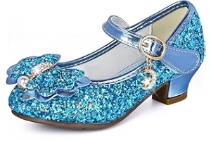 IEEILULU Zapatos Princesa Niñas, Zapatos Tacon Niña, Tacones Niña Princesa, Zapatos Niña Purpurina con Lazo de Lentejuelas para Carnaval, Boda, Juego de rol