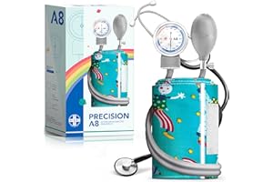 AIESI® Sphygmomanomètre Anéroïde Pédiatrique manuel professionnel modèle classique avec stéthoscope pour enfants PRECISION A8, Garantie 24 mois