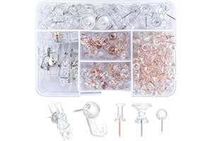 BAYIDUN 200 Piezas de Chinchetas Transparentes, Incluye Clips, Chinchetas de Cabeza Redonda, Chinchetas de Gancho, Chinchetas para Tablón de Anuncios, Ideales para Colgar Fotos en Pizarras y Paredes