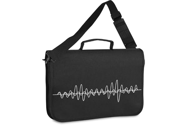 Classic Cantabile Sacoche à partitions, sac pour cours de musique et éveil musical, compatible formats DIN et US, avec sangle d’épaule, compartiments pour accessoires, design musical noir.