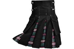 H HIGHLAND REDSTONE Hybrid Utility Kilts for Men Scottish Traditional Kilt with Flashes