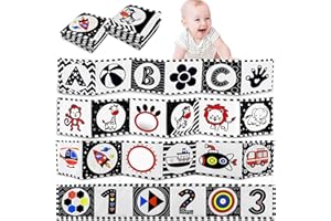 XOPOZON 2 Packs Baby Toys 0-12 Months Black and White Red High Contrast Baby Books Sensory Toys Early Education Infant Tummy Time Toys Car Seat Stroller Infant Toys Boys Girls Newborn Gift