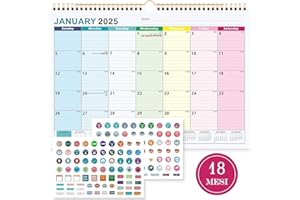 Benjia Calendario da muro tavolo 18 Mesi, A4 calendari Gen. 2025 a Giu. 2026, calendar famiglia ufficio, planner mensile Calendari per Parete, agenda planning mensile, colorato 30x22 cm