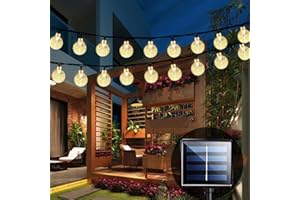 iihome 60 LED Solar Garden Lights 36feet Outdoor Waterproof Solar Powered Crystal Ball String Lights for Patio,Chrismas Tree,Parties,Warm White,36feet