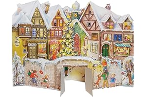 ‎RICHARD SELLMER VERLAG Nostalgischer Adventskalender/Weihnachtskalender mit Bildern und Glimmer "An der Stadtmauer"