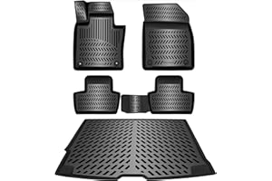 ELMASLINE Lot de tapis en caoutchouc 3D et bac de coffre pour Volvo XC-60 (XC60) 2017-2025 - Le tunnel central ne convient pas pour la recharge