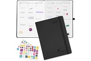 Jokisa Agenda 2025 Semainier, Agenda Journalier, Planner Vertical Scolaire 12 Mois janvier 2025 à décembre 2025 avec Porte-stylos et Signet, Autocollants, 22 x 16 cm