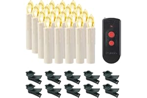 SHYOSUCCE 20 Velas LED de Árbol de Navidad, Velas de LED Navidad Inalámbricas con Control Remoto, Luces de Velas Navidad Blancas Cálidas para Navidad, Bodas, Cumpleaños, Fiestas