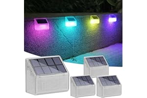 Lacasa Lampe Solaire Exterieur Murale, Lot de 4, Lumière Solaire Extérieure Applique Mural Éclairage Etanche pour Jardin, Chemins, Terrasse et Patio Decoration, LED RGB à Auto Changement de Couleur