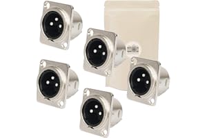 5x Connettore XLR maschio 3 poli pin da saldare - Connettore stereo 100% in metallo - Per altoparlante amplificatore - Adaptout marca francese