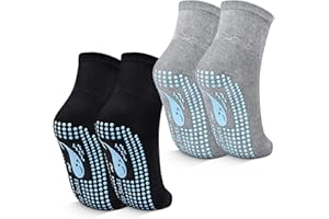 TENQUAN Calzini Antiscivolo per yoga 2/4 Paia Calzini in Cotone Donna Uomo con Impugnature per Pilates per Allenamento Sportivo Domiciliare