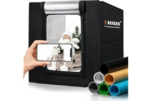 Light Box Photography 25cm, DUCLUS Mini Photo Studio Light Box Kit with 96 LED Lights Dimmable, 6 PVC Backdrops for Miniature Small Product Photography