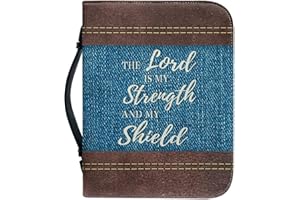 Dajingkj Custodia Bibbia con cerniera grande pelle personalizzata borsa biblica donna borsa Bibbia libro chiesa borse con manici, Blu, L